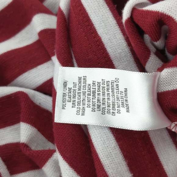 Dannii Minogue Top Size 14P White Red Stripe Long Sleeve Back Slit Hi-Low Hem - Picture 14 of 14